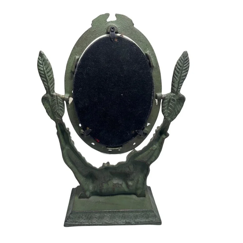 Antique Art Nouveau Safari-Themed Oval Vanity Mirror With Zebra & Giraffe Motif - Picture 7 of 9